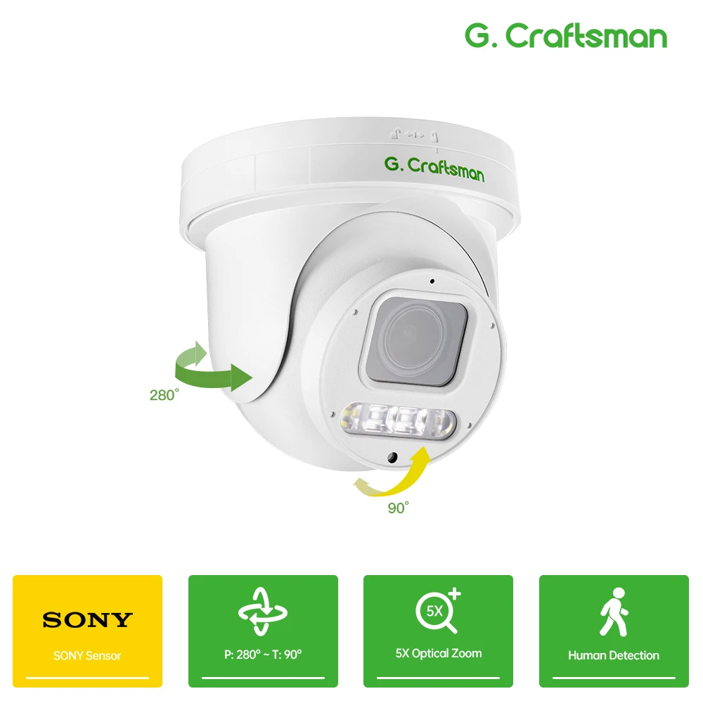 GC PS9, 5X POE PTZ, масштаб 2,7-13,5 мм, 8MP 5MP, S-ONY Audio, RTMP, наблюдение, безопасность, AI светодиоды видеонаблюдения G.Craftsman