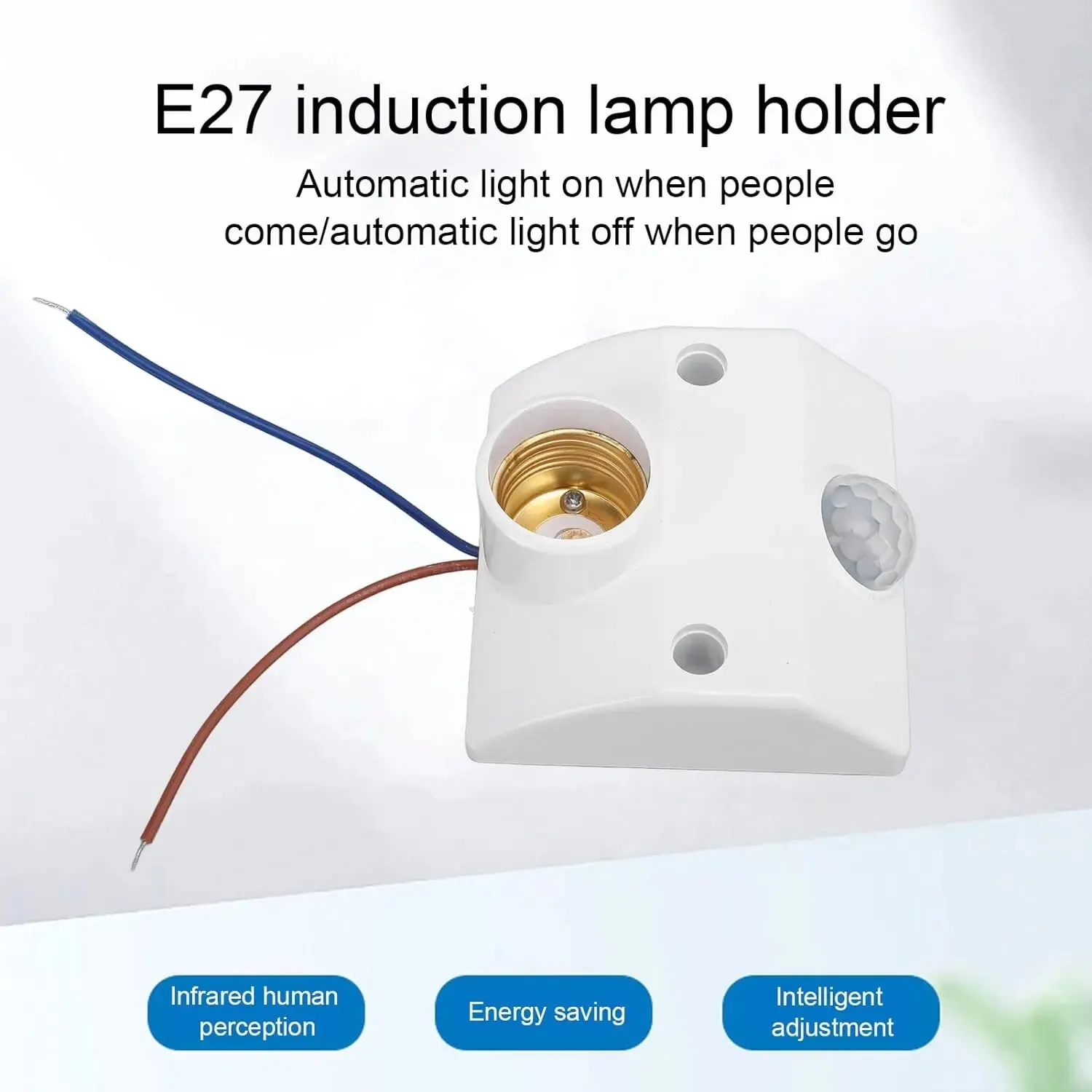 Pir-Bewegungsmelder-Lichtfassung, E27-LED-Lampensockel, menschlicher Körpersensor, verstellbar, automatisches Ein- und Ausschalten, Lichtsteuerung, Lampenfassung