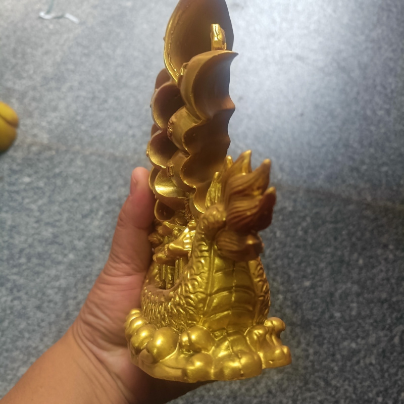 Ornamento de barco de dragão de vela suave dourada tesouro, em condições perfeitas, decoração de presente para abertura de sala de estudo e sala de estar。