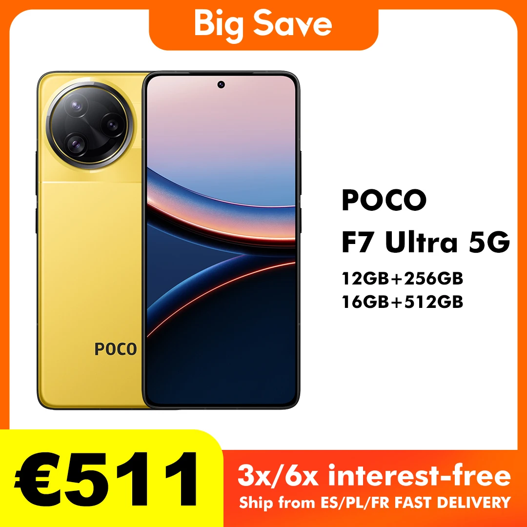 POCO F7 Ultra 5G NFC 12GB/256GB 16GB/512GB Versione globale Cellulare senza caricabatterie All New World Primiere