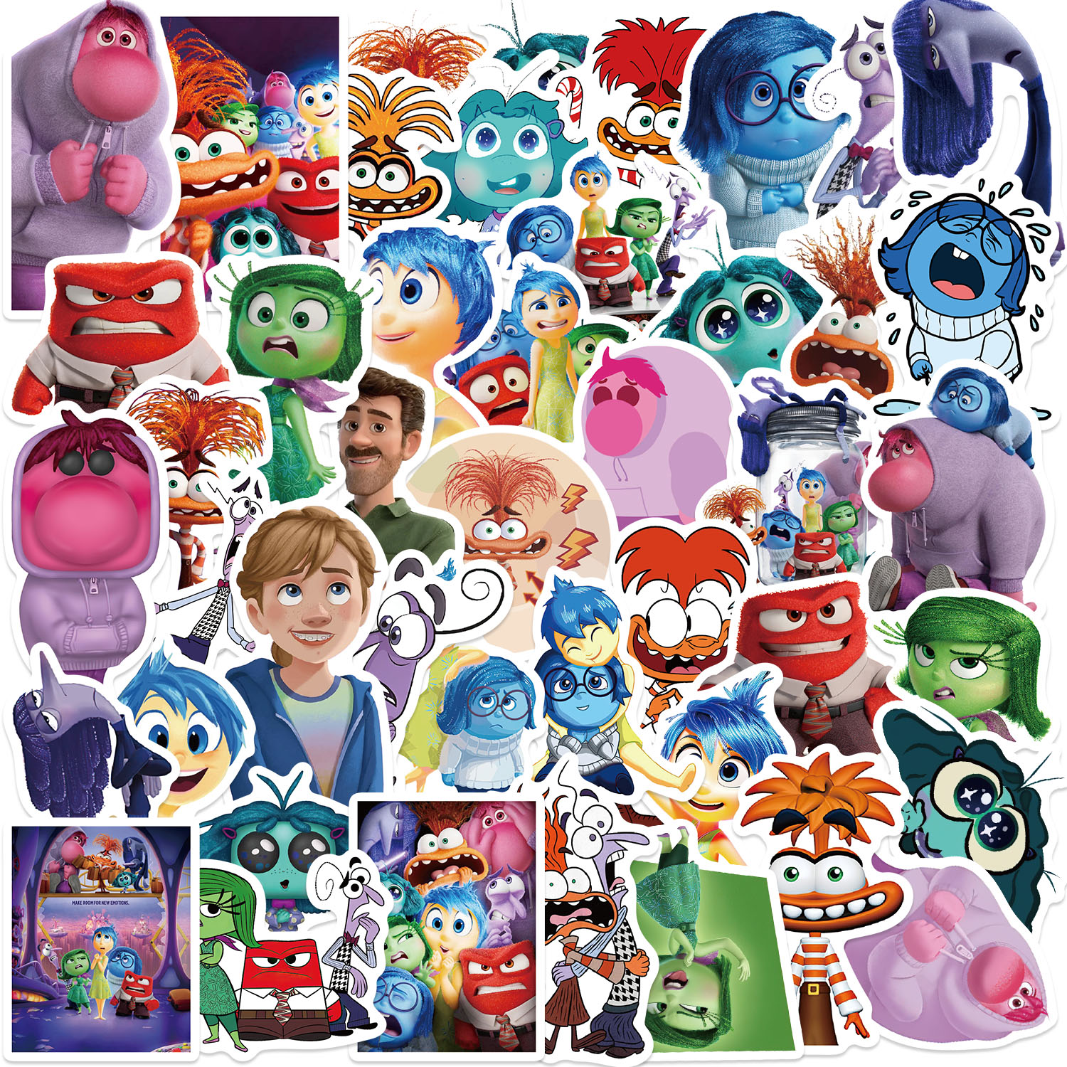 50 Uds. De pegatinas de película de Disney Inside Out, decoración de grafiti de dibujos animados, monopatín, portátil, Notebook, equipaje, calcomanía impermeable, juguete