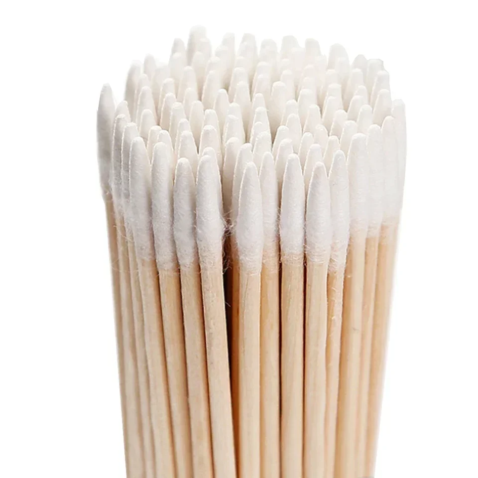 Hisopos de algodón desechables con mango de madera, hisopos de algodón de maquillaje puntiagudos multifuncionales, herramienta de eliminación de pegamento para uñas, viaje en casa