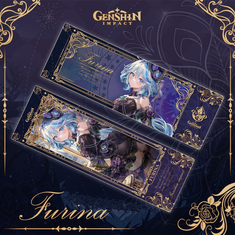 Genshin Impact Kleid Mädchen Laser Tickets Hutao Kokomi Arlecchino Furina Mona Stempeln Doppelseitiges Lesezeichen Sammlung Geschenke