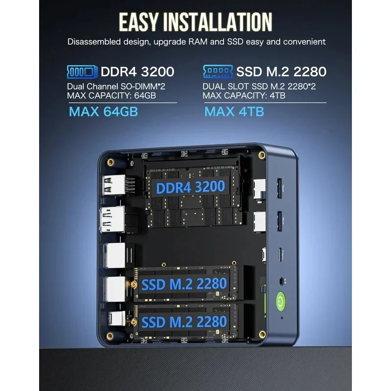GMKtec M5 Plus Ryzen 7 5825U Mini PC Windows 11 Pro DDR4 16GB/32GB 512GB Nvme SSD WIFI6 BT5.2 Desktop MINI PC Gamer Computer