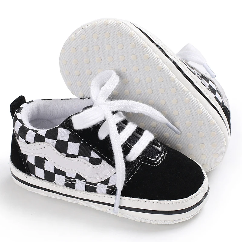 รองเท้าเด็กชายหญิงลายสก๊อตพิมพ์ Casual Canvas Soft Sole ทารกแรกเกิดกีฬา First Walkers รองเท้าเปล Unisex