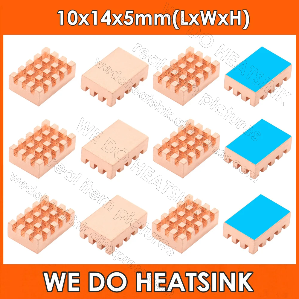 WE DO HEATSINK Useful Pure Copper Heat Sink Without or With Thermal Pad, Various Copper Shape Size Options