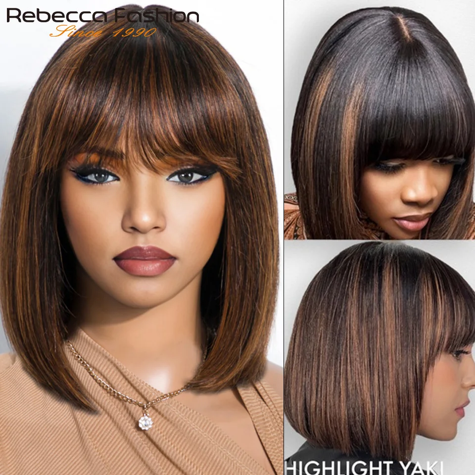Destaque loira curto bob 3x1 laço sem cola peruca de cabelo humano pronto para ir brasileiro p1b/30 em linha reta bob osso com franja para mulher