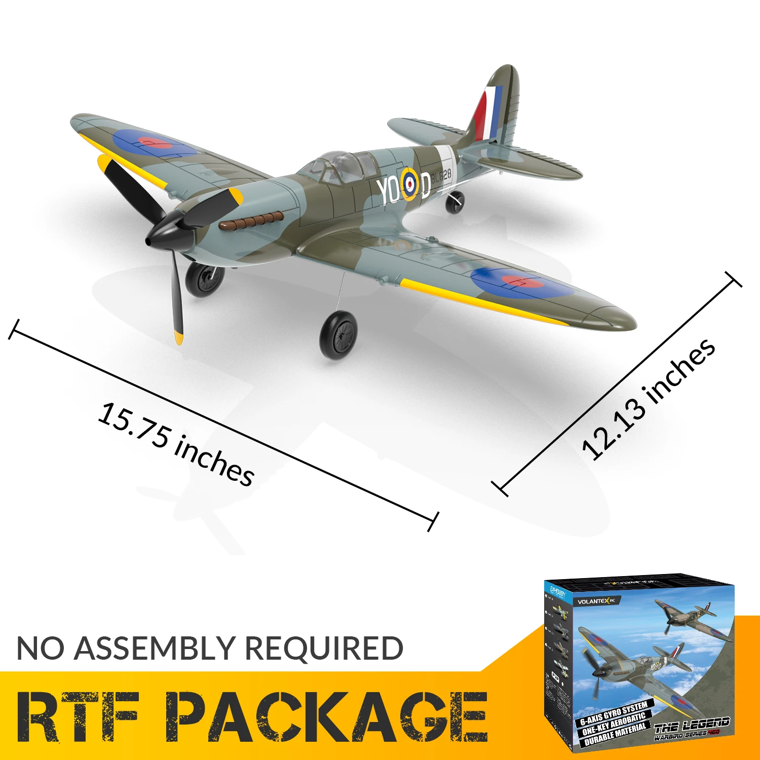 Volantex Neues Spitfire RC-Flugzeug EPP 400 mm Spannweite RC-Kämpfer One Key Kunstflug 2,4 G 4CH RTF Warbird-Flugzeug