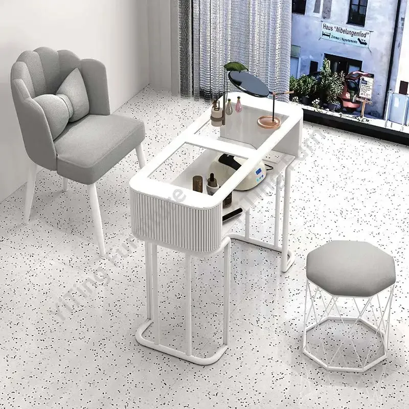 Nordic Modern Cream Style Nail Tables Professional Aesthetictable Manicure Table Dressing Mesa Manicura Salon Furniture KMNT