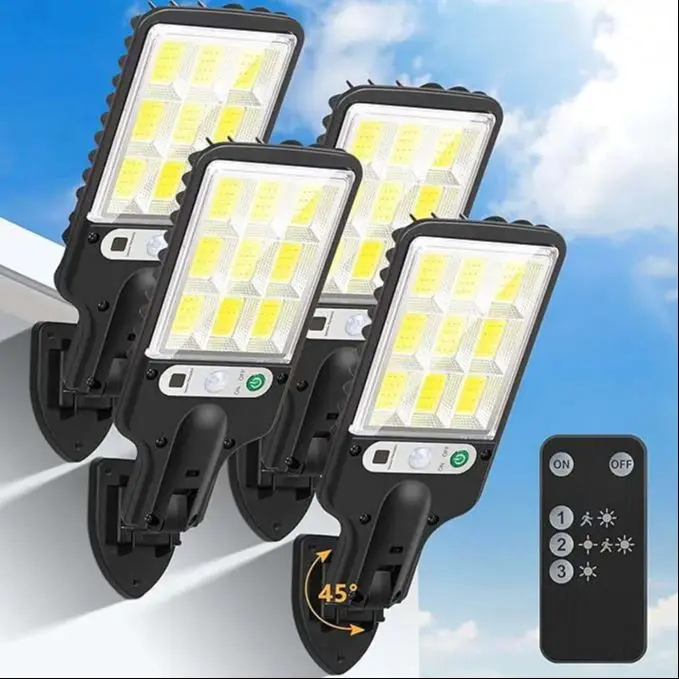 4 pc Solar Outdoor LED Wall Light with Human Body Waterproof Induction for Garden Terrace Garage Courtyard and Street Lighting