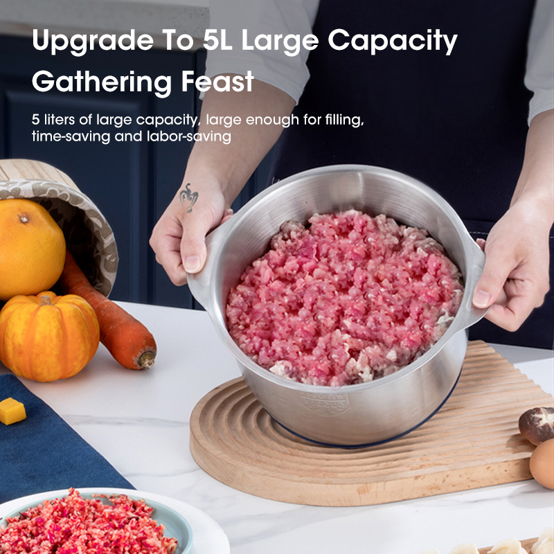 Tritacarne elettrico 5L frantoio per alimenti in acciaio inossidabile 304 affettatrice per verdure multifunzionale tritacarne robot da cucina per bambini