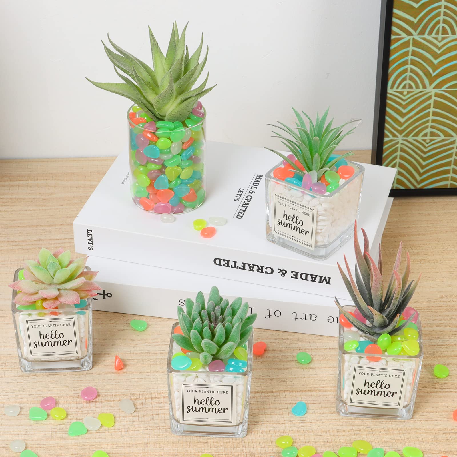 100 ชิ้น Luminous Rock, หิน Luminous Dark Garden Pebbles, ทางเท้าตกแต่งถังปลา, พิพิธภัณฑ์สัตว์น้ํา, ถังปลา loom