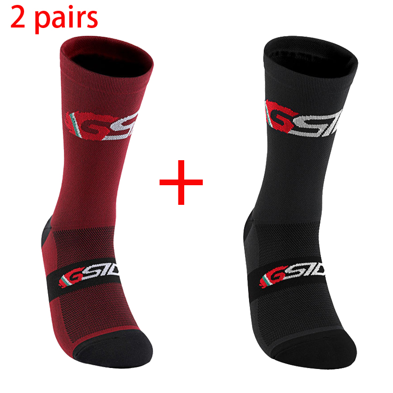2 pares 2023 nuevos calcetines de ciclismo bicicleta enfermera compresión bicicleta de carretera correr Mtb hasta la rodilla deportes blancos marca divertida negro