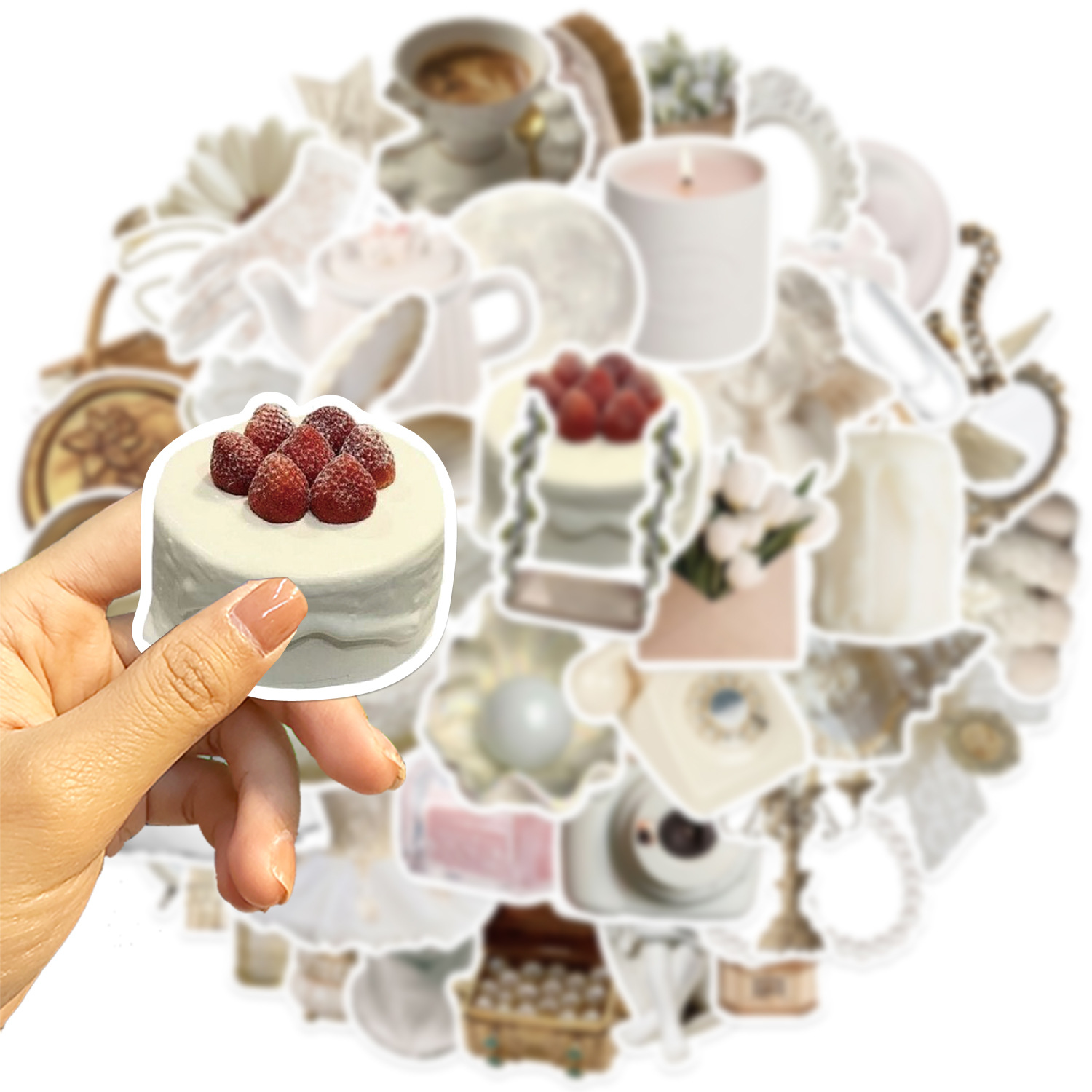 子供のための防水落書きステッカー、美的装飾ステッカー、旅行かばん、カップ、ラップトップ、電話、スクラップブック、ノートブック、白、コイン、10、30、50個