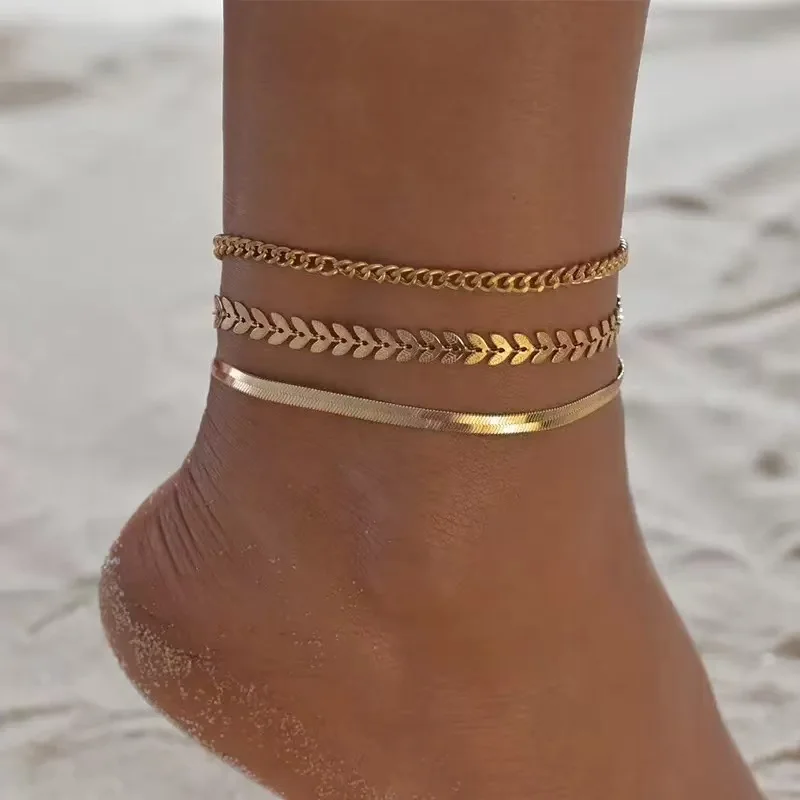 Summer Beach Exquisites 3-lagiges Ketten-Fußkettchen, geeignet für Freunde, das beste Geschenk
