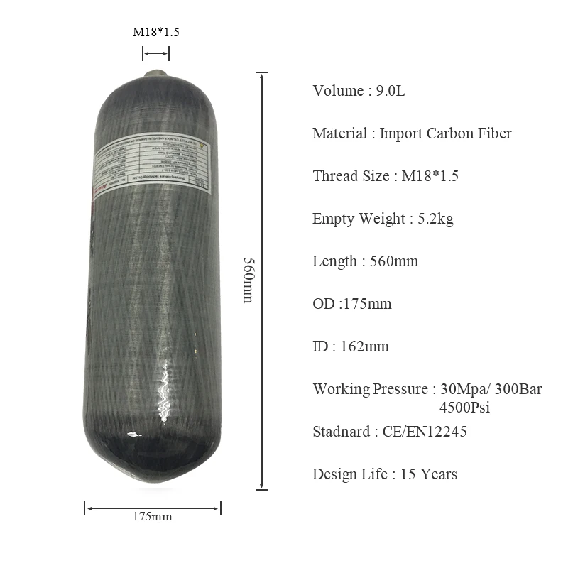 Acecare 9L Hpa Hơi Thở Tự Do Scuba Diving Xe Tăng/Áp Lực Cao Xi Lanh 4500psi Và Van Và Làm Đầy Trạm Cho Lặn