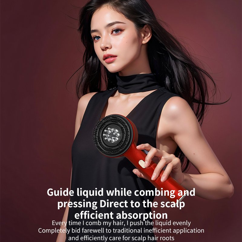 Elektrische Hoofdhuid Trillingen Massage Kam Infrarood Hoofd Kneden Massager Rood Licht Haargroei Vloeibare Olie Applicator Anti-Haaruitval