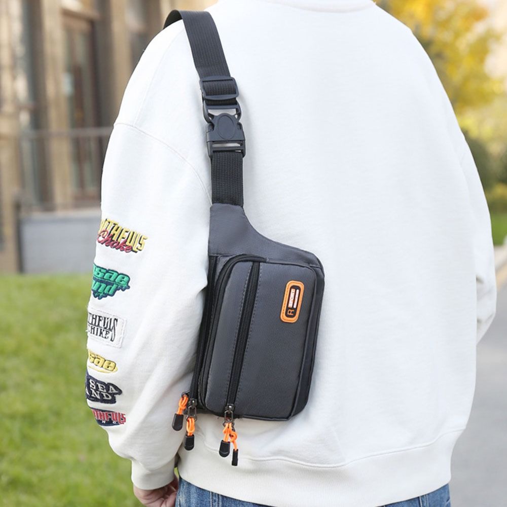 Pacote de cintura masculino à prova dwaterproof água alça ajustável náilon saco de peito masculino leve multi-andar esportes cross-body saco correndo