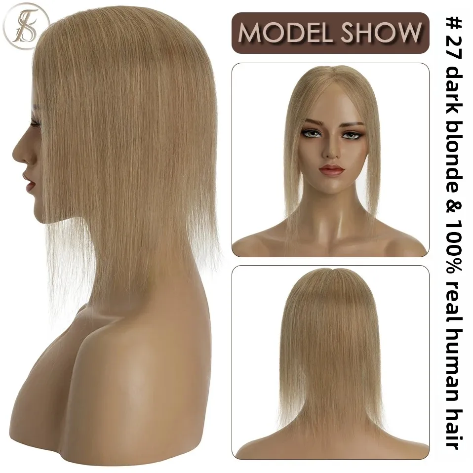 Tess-女性用の手作りの人間の髪の毛のかつら,自然な髪のトッパー,ヘアエクステンションのクリップ,シングルノットレースヘアピース,8x10cm