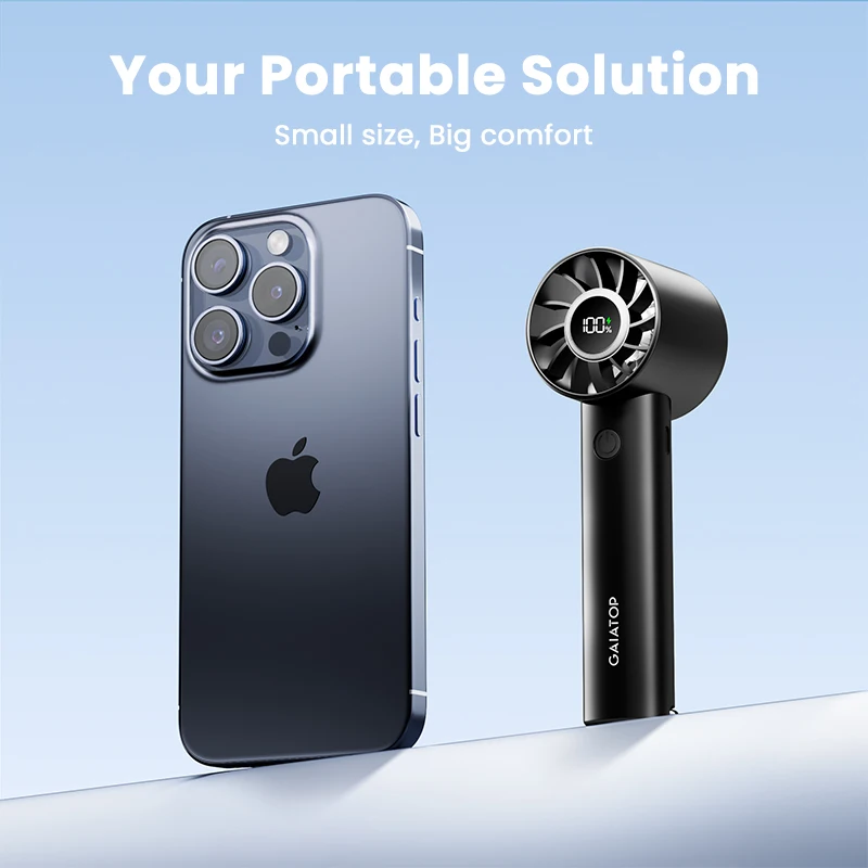Mini ventilatore portatile, ventilatore portatile con display LED e torcia elettrica, ventola con batteria ricaricabile USB a 3 velocità da 2000 mAh