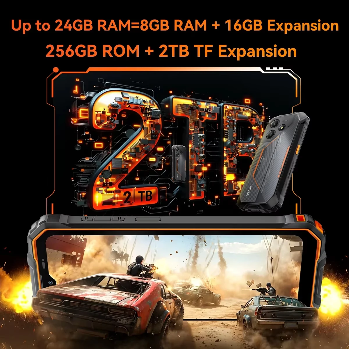Blackview OSCAL Marine 2 Защищенный телефон 8 ГБ ОЗУ 256 ГБ Смартфон AI 11000 мАч Аккумулятор 6,56 "HD+ Дисплей Unisoc T61 Android 15 NFC