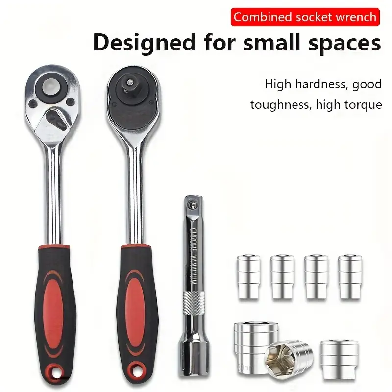 Hi you: 46 piece car repair tool kit: ratchet torque wrench, wrench, screwdriver, socket set combination - perfect for bicycle a