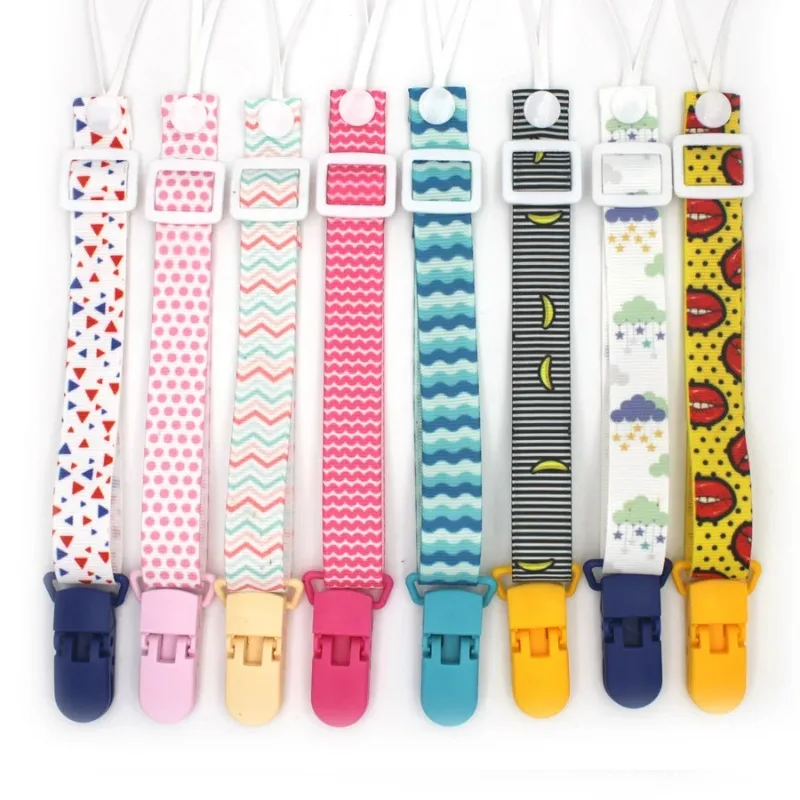 Fixed Button Baby Pacifier Clips Chain Ribbon Dummy Soother Holder Chains Adjustable Buckle Strap for Pacifier Baby Feeding Gift