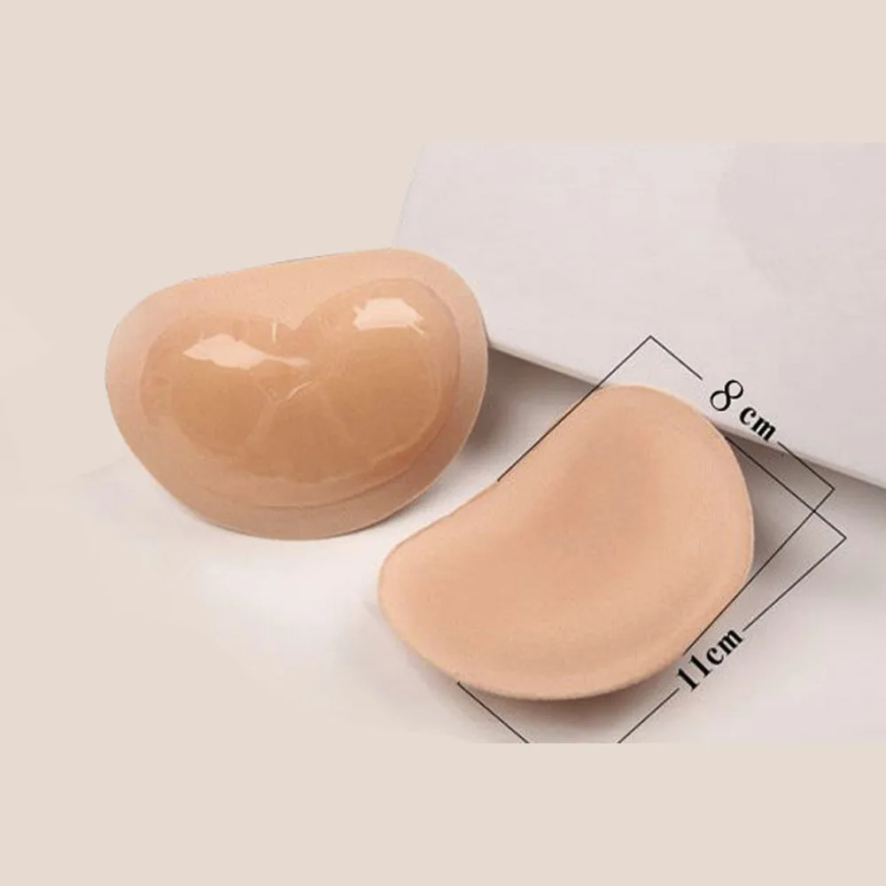 1 Pair Swimsuit Bikini Padded Paste Small Bust Thicker Padding Breathable Insert Sponge Bra Self-adhesive Invisible Chest Pads