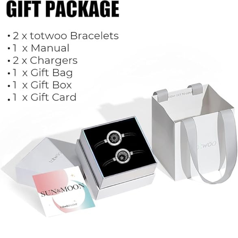 Totwoo Bluetooth Casal Pulseiras Lembrete de toque inteligente Presente romântico de longa distância para amantes iOS Android compatível