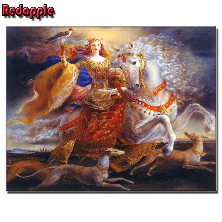 Lukisan berlian mitologi Eropa, bordir berlian 5D, dewi mengendarai kuda, hadiah buatan tangan, dekorasi rumah mosaik, kedatangan baru