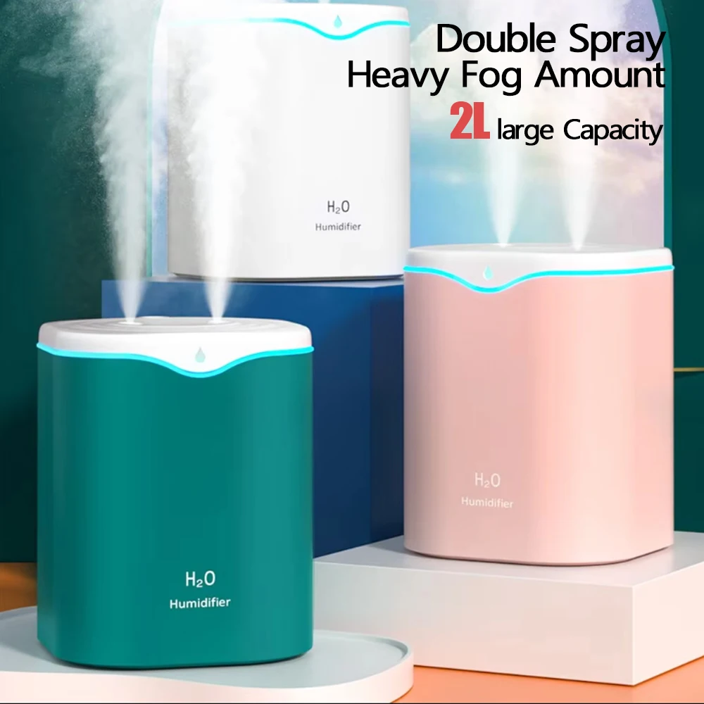 Neuer USB-Doppelspray-Luftbe feuchter Home USB Desktop kleiner Luftbe feuchter 2l Kapazität tragbarer Luftbe feuchter mit sauberer Luft