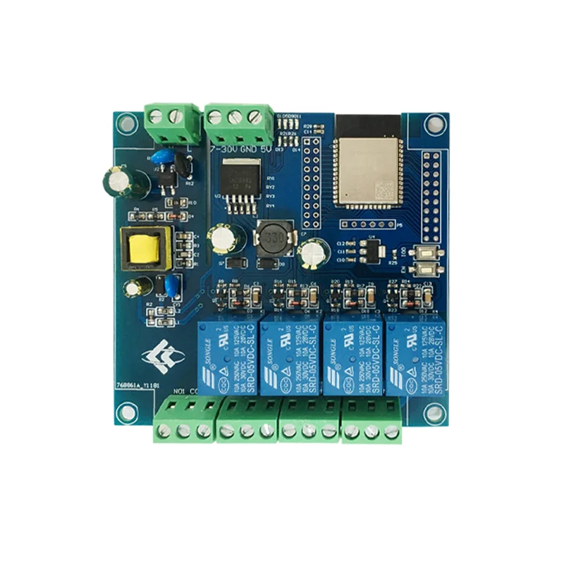 บอร์ดพัฒนา ESP32-WROOM โมดูลรีเลย์4ทาง ESP32แหล่งจ่ายไฟ ac/dc ผ่าน WiFi บลูทูธ BLE