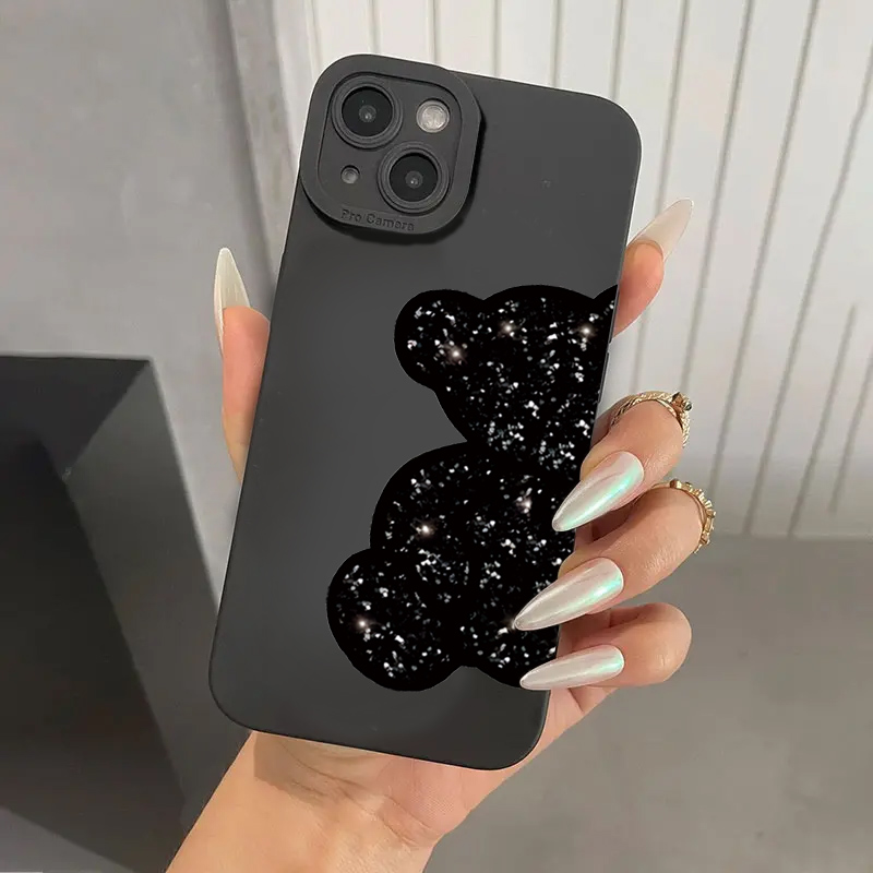 Чехол для телефона с цветочной росписью медведя для iPhone 16 15 14 Pro Max 13 12 11 XS X XR 7 8 Plus SE 2022 SE3, противоударный мягкий силиконовый чехол