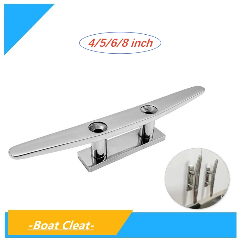 316 grampo do barco do aço inoxidável, Hardware marinho, grampo liso baixo para a plataforma, laço da corda, 2 furos, 4 ", 5", 6 ", 8"