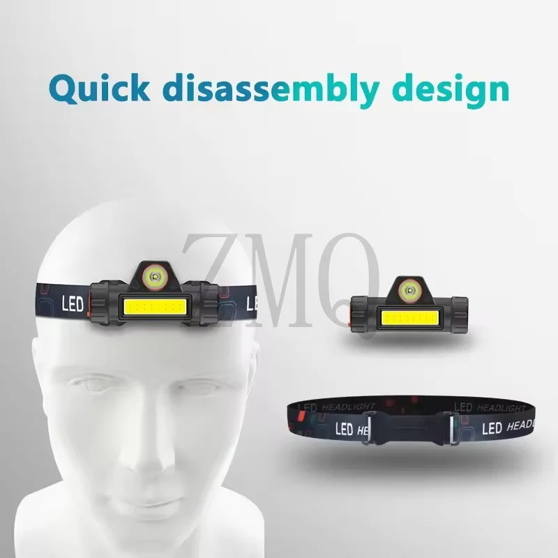 1-5PCS Portable Mini Powerful LED Headlamp XPE+COB USB Rechargeable Hunting Headlight Waterproof Head Torch with Tail Magnetic