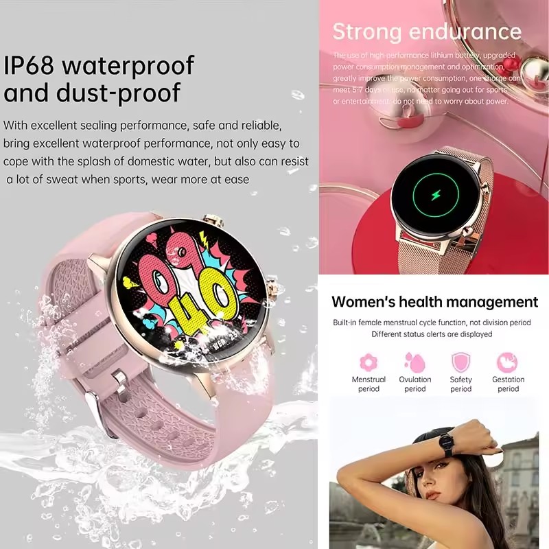 HK39 montre intelligente NFC accès Ultra mince 1.1 pouces AMOLED écran sport étanche femmes Cycle BT appel Smartwatch pour IOS Android