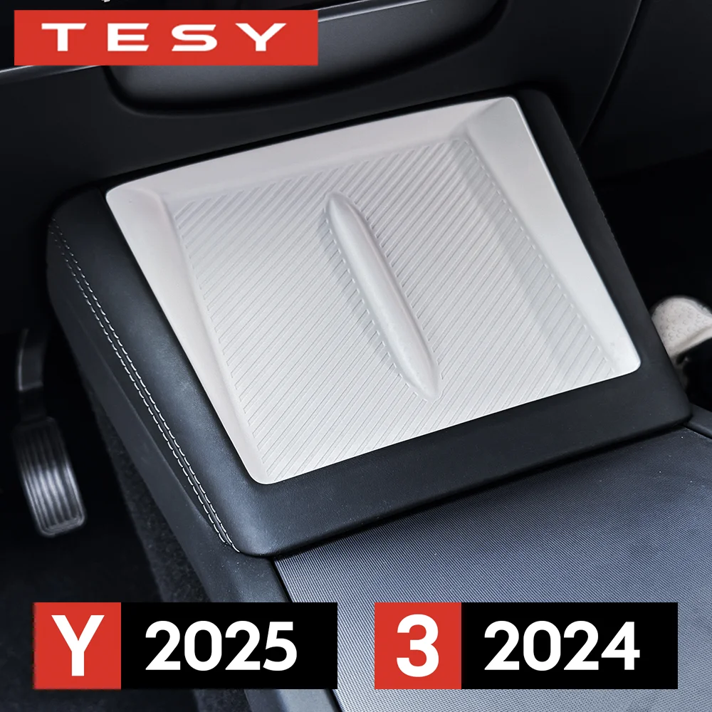 Для TESLA Model Y Juniper Launch 2025 Model 3 2024 Highland с беспроводной зарядкой, силиконовый коврик, нижний коврик с центральным управлением