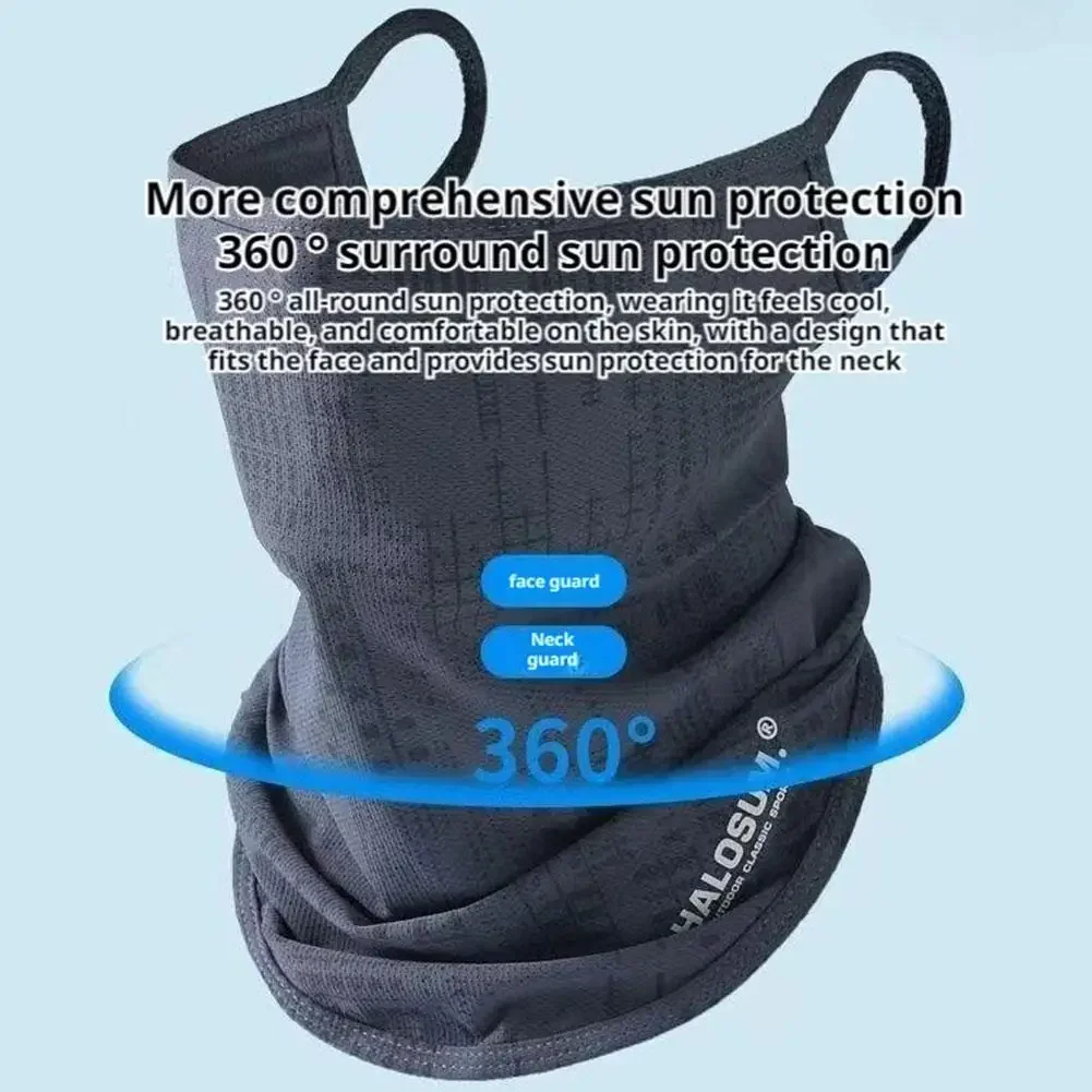 Dun ademend sneldrogend buitengezichtsmasker Zonbescherming Zomer ijszijden sjaal Letter Pullover nekwarmer