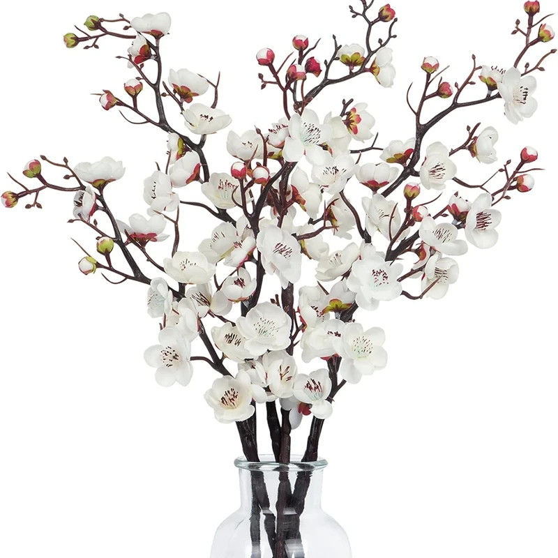 Flores artificiales de primavera, flor de ciruelo, rama de melocotón, flores de seda para decoración del hogar, fiesta de boda, accesorios de coronas de Navidad