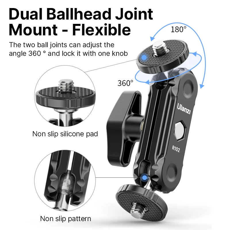 Ulanzi r102 Metall Doppel kugel köpfe magischer Arm mit 360 ° 1/4''Schraube verlängern Halterung für DSLR-Kamera Monitor Video Mikrofon Stativ