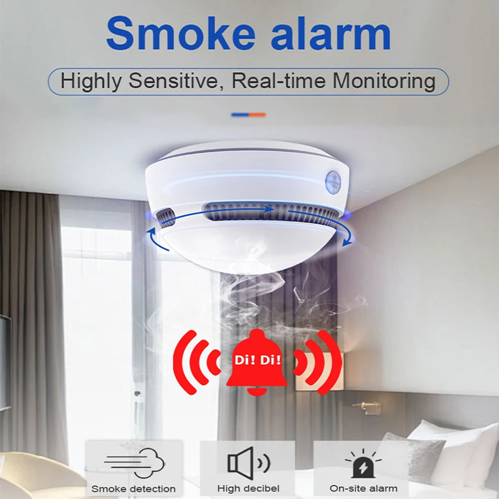 CPVAN Tuya เครื่องตรวจจับควันไฟเซ็นเซอร์ WiFi SMOKE ALARM Smart Home Security สําหรับห้องครัว Shop Fire Sound ALARM SENSOR