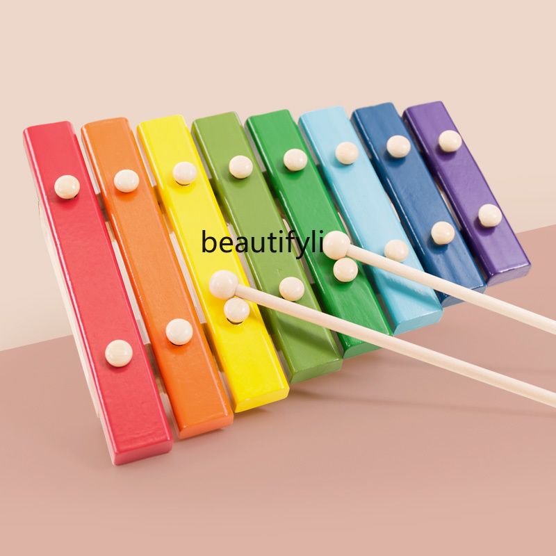 赤ちゃんのための大きな木製のハンドピアノ,虹のパーカッションおもちゃ,感覚トレーニング,色認識
