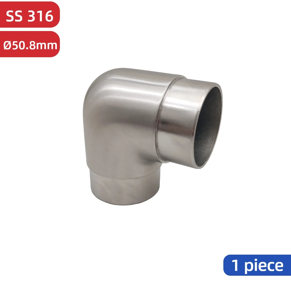 Cotovelo de 90 graus polido acetinado do conector de canto do corrimão da escada de aço inoxidável de 2 polegadas
