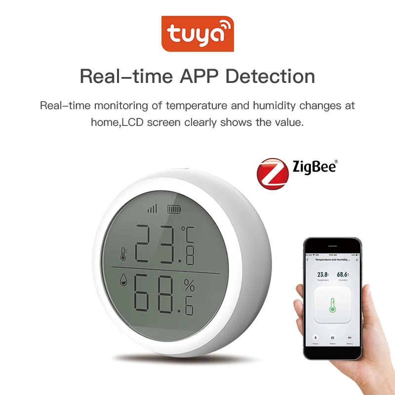 Tuya ZigBee – capteur intelligent de température et d'humidité, thermomètre d'intérieur avec écran LCD, commande vocale Google Home Alexa Echo