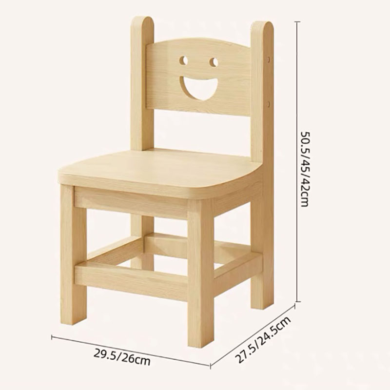 Solid Wood Children's Backrest Chair Cute Smiley Face 어린이 의자 Household Kindergarten Dining Chairs Benches