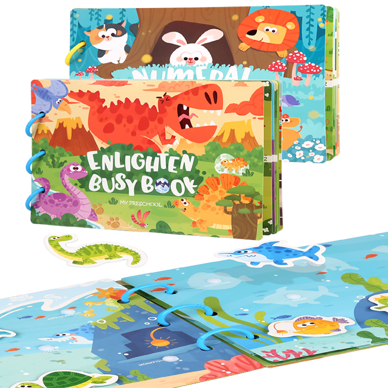 Libro Montessori silencioso y ocupado, pegatinas de juguete para niños, tablero de números de animales, juego de rompecabezas a juego, juguetes educativos para niños, regalos