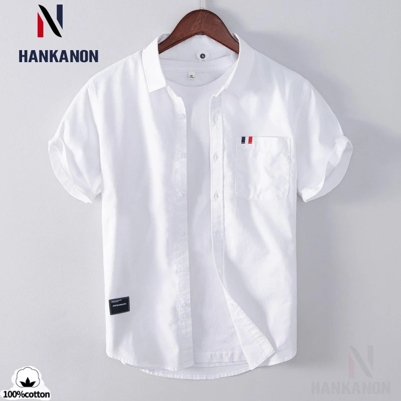 2024 New High-quality 100% Cotton Business Casual Men's Short-sleeve Shirt,M-4XL White Formal Work Shirt