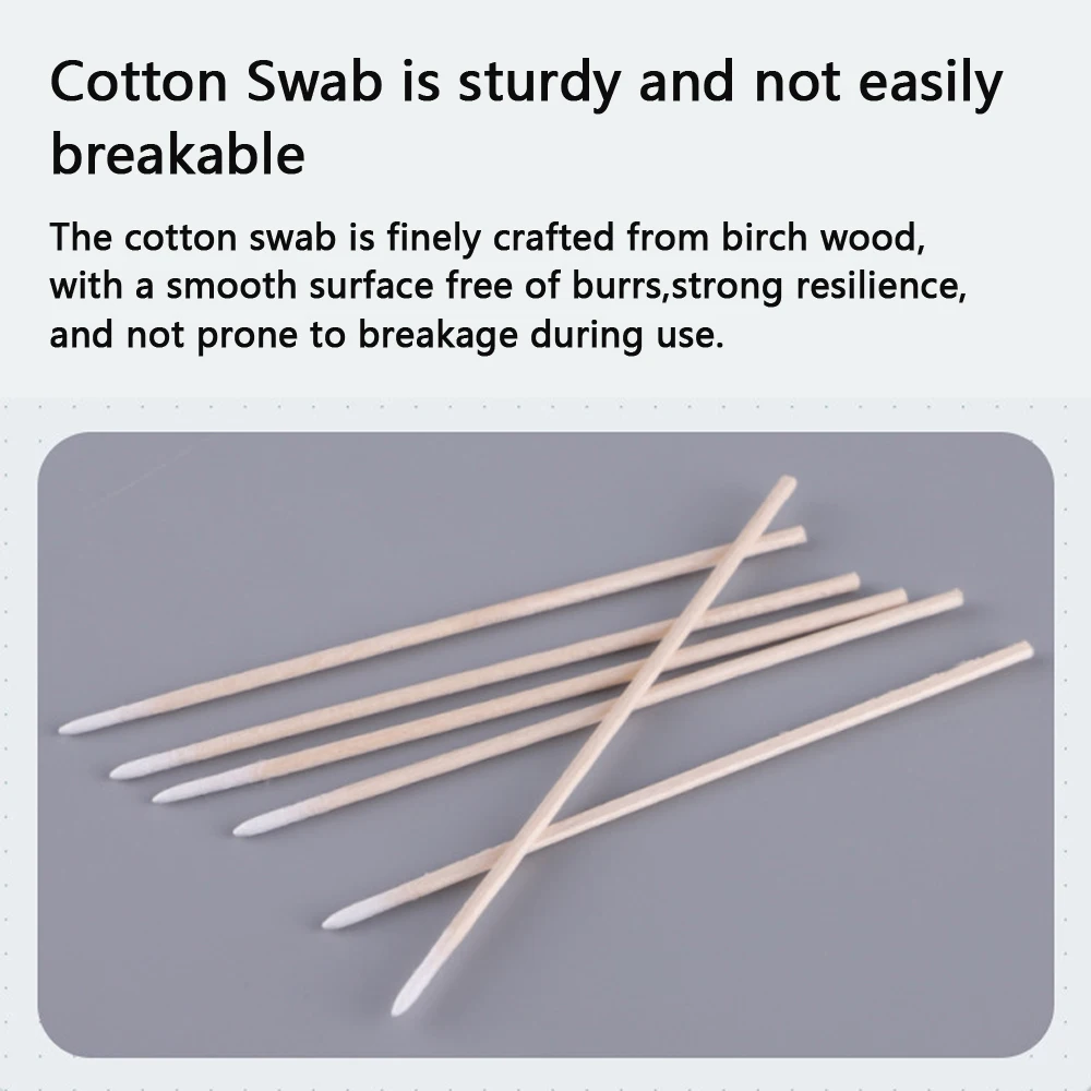 ผ้าฝ้าย Swabs ไม้ 300 ชิ้นทําความสะอาดไม้ Handle Pointed Tip หัวผ้าฝ้ายกึ่งถาวร Eyebrow Eyelash Tattoo ด้ายความงาม