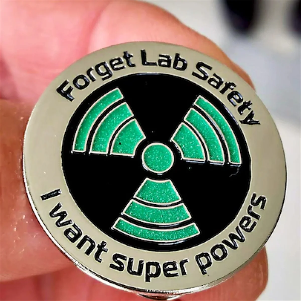 Science Enamel Pin - Glow in the Dark - Forget Lab Safety I Want Super Powers Lapel Pin Hat Pin - Funny Pin