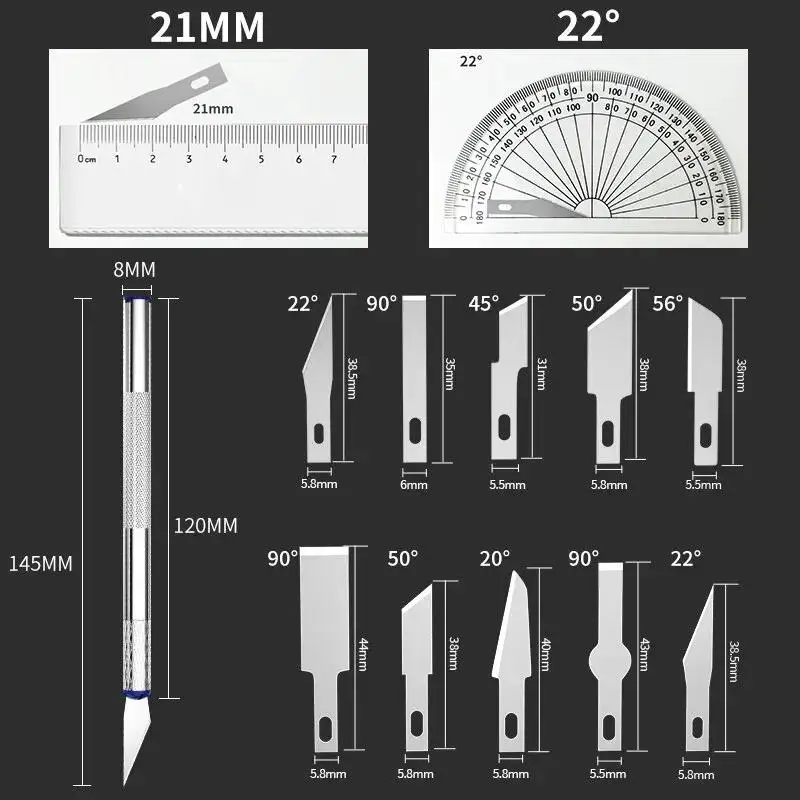 13 pezzi set di coltelli da intaglio in acciaio al carbonio opere d'arte incisione kit di taglierine per legno modello riparazione punte di carta coltello per scultura multiuso